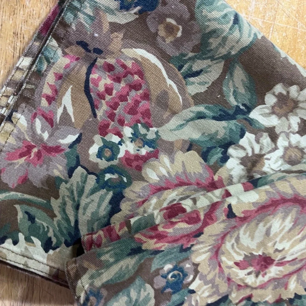 Vtg American Living Ralph Lauren Floral Brown Cloth Napkins Set of 4 19x18